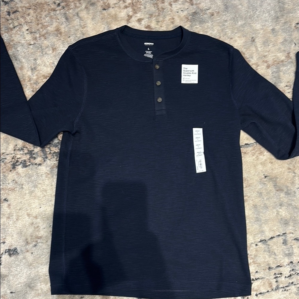 Men's Sonoma navy blue Henley Shirt size Large NWT